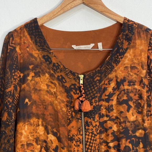 Soft Surroundings Midi Dress 12 Boho Art to Wear Burnished Copper - Picture 3 of 14